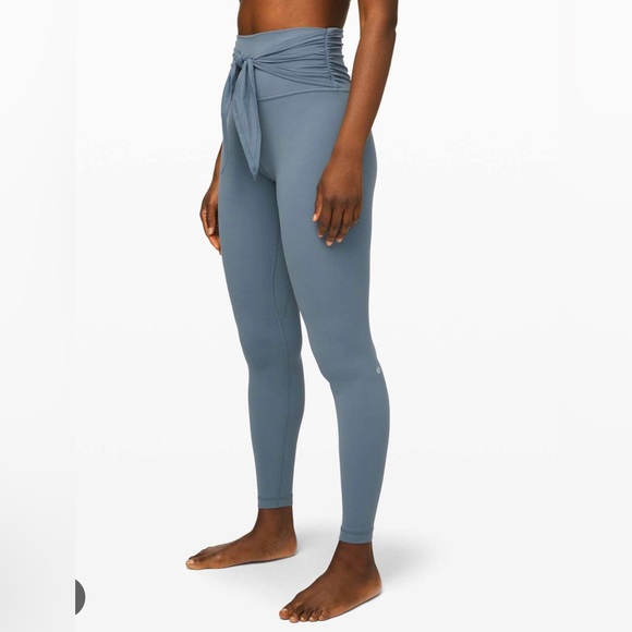 Lululemon Tie Front blue charcoal leggings - Picture 1 of 4